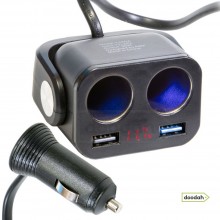 Зарядний пристрій із прикурювачами - Ozio Y34QA. 12-24V, 90W, 2 USB, QC3.0, 70см. Гарантія 6 міс. Зарядний пристрій із прикурювачами - Ozio Y34QA. 12-24V, 90W, 2 USB, QC3.0, 70см. Гарантія 6 міс.